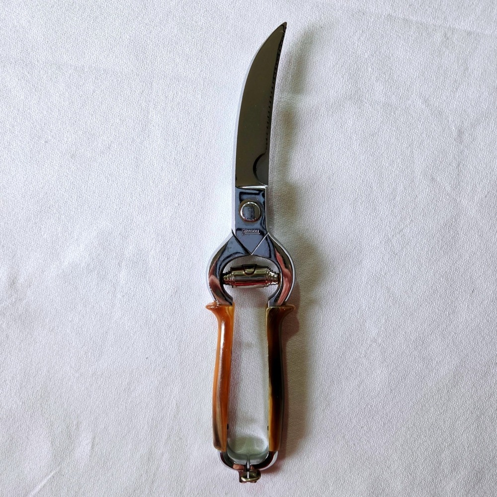 Grasoli Poultry Shears Kitchen‎ 10in Amber Silver Good Vintage Germany
